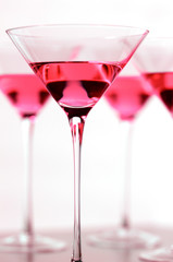 Four cosmopolitan cocktails on white