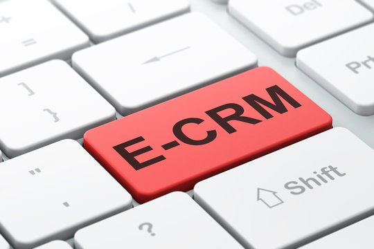 Business concept: E-CRM on computer keyboard background