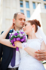 Young wedding couple enjoying romantic moments. Wedding celebrations. Love. Wedding. Bride and groom. Husband and wife.