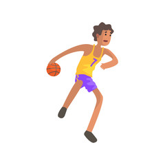 Fototapeta na wymiar Basketball Player Passing The Ball Action Sticker