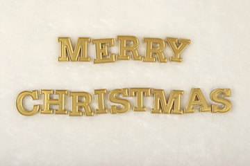 Merry christmas golden text on a white
