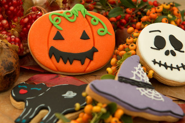 Halloween cookies and yellow berries