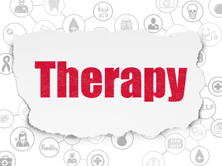 Healthcare concept: Therapy on Torn Paper background