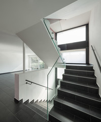 Modern house interior, stairway