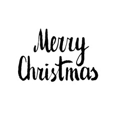 Fototapeta premium Merry Christmas. Hand drawn vector design element, black clip-art isolated on white. Useful for Christmas and New Year greeting card, poster, flyer