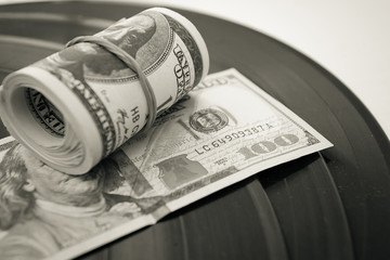 vinyl record with a dollars
