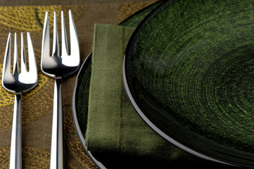 Decorative green table setting