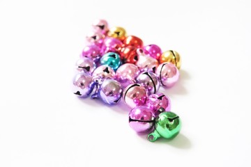 Small colorful bells isolated and Christmas decoration. Christmas ornament