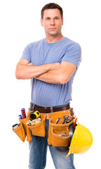 Construction Worker Contractor on White