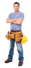 Construction Worker Contractor on White