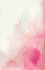 Watercolor background with splashes of pink and tender spots. Vector background for your creativity