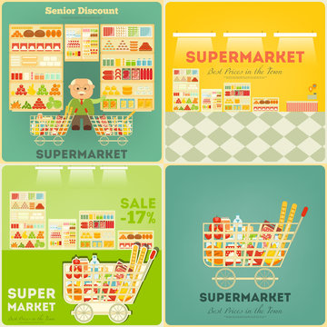 Supermarket Posters Set