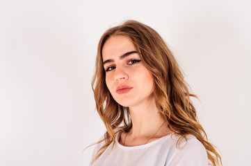 Fototapeta premium Studio work in the company of a beautiful girl.