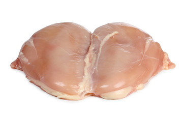 Pieces of chicken on a white background