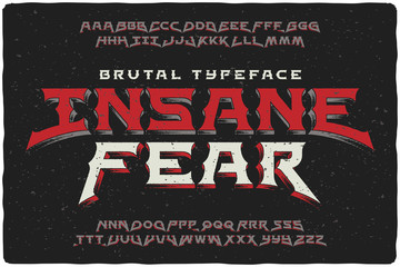 Insane Fear brutal font with textured extrude effect - obrazy, fototapety, plakaty