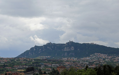 Fototapeta na wymiar monte titano and Italian Apennines with the State of San Marino