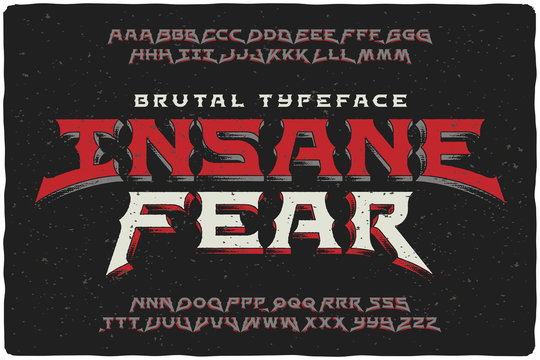 Insane Fear brutal font with textured extrude effect