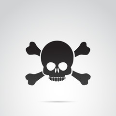 Skull vector icon on white background.