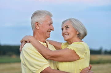 happy senior couple in summer