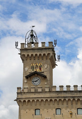 Tower of Public Palace called Palazzo Pubblico of San Marino