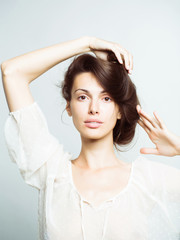 Obraz premium pretty stylish girl with brunette hair
