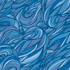 Abstract colored vector seamless pattern with waving curling lines.