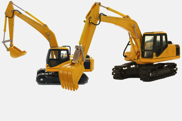 Excavator loader model on white background