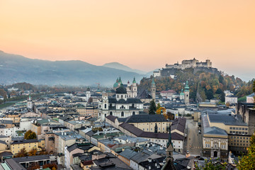 Hohensalzburg Castle , Salzburg Austria at sunset