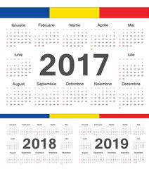 Vector Romanian circle calendars 2017, 2018, 2019