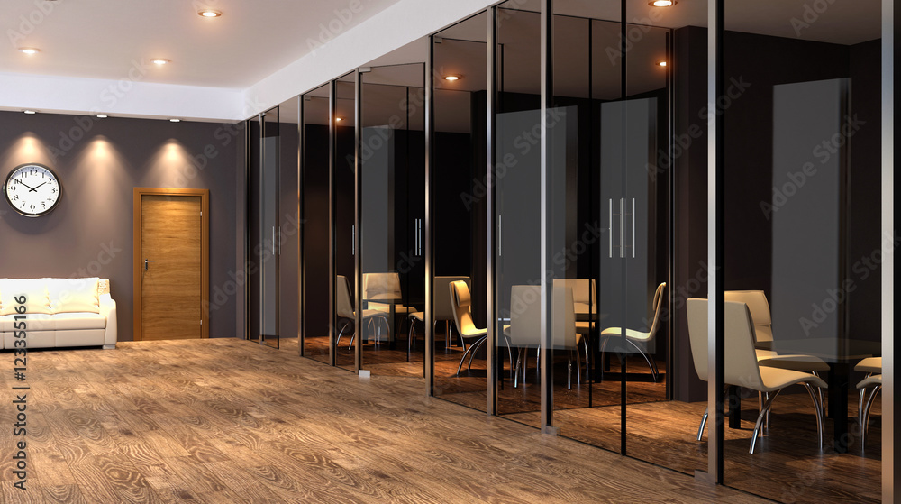 Sticker office building in a new residential area. 3d rendering.