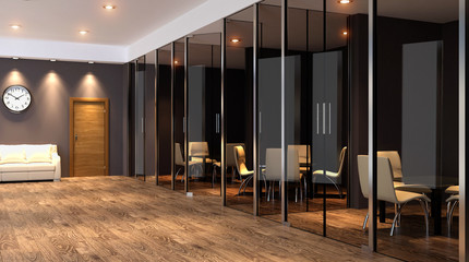 Office building in a new residential area. 3d rendering.