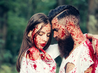 halloween couple with blood