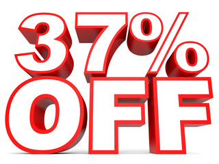 Discount 37 percent off. 3D illustration on white background.