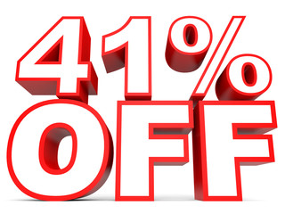 Discount 41 percent off. 3D illustration on white background.