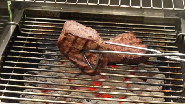 Filetsteaks of beef on a grill