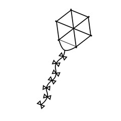 silhouette kite hexagon shape flying vector illustration