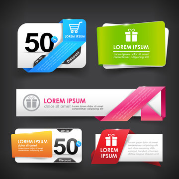 Collection of colorful web tag banner promotion sale discount st