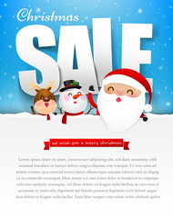 Merry christmas sale text with santa claus vector illustration e