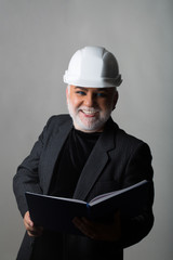 Man in hard hat smiles