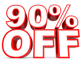 Discount 90 percent off. 3D illustration on white background.
