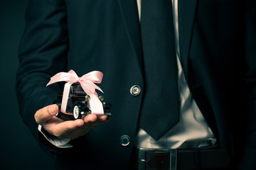 Model of car on hands