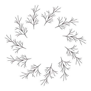 silhouette ramification in circular form vector illustration