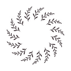 leaves and branches in circular form vector illustration