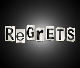 Regrets word concept.