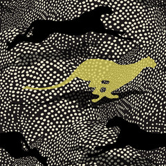 Abstract illustration of running cheetah, seamless wallpaper