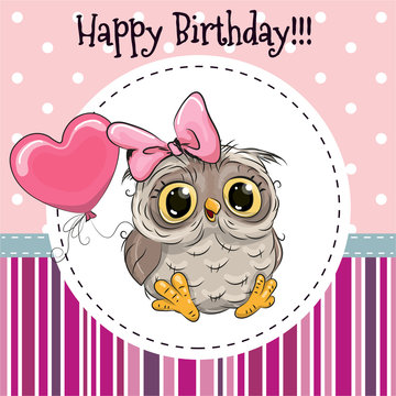 Cute Owl with Balloon
