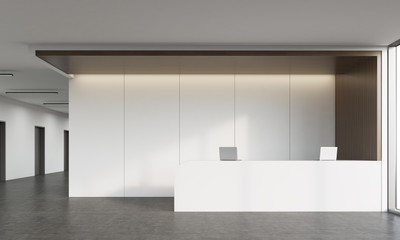 Reception desk in corridor