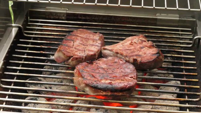 Filetsteaks of beef on a grill