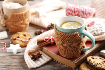 Cup of tea on a wooden table