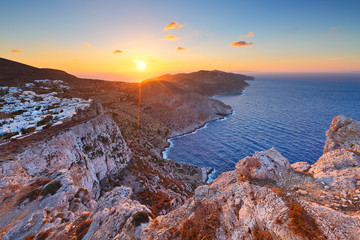 View of Folegandros village and surrounding landscape.